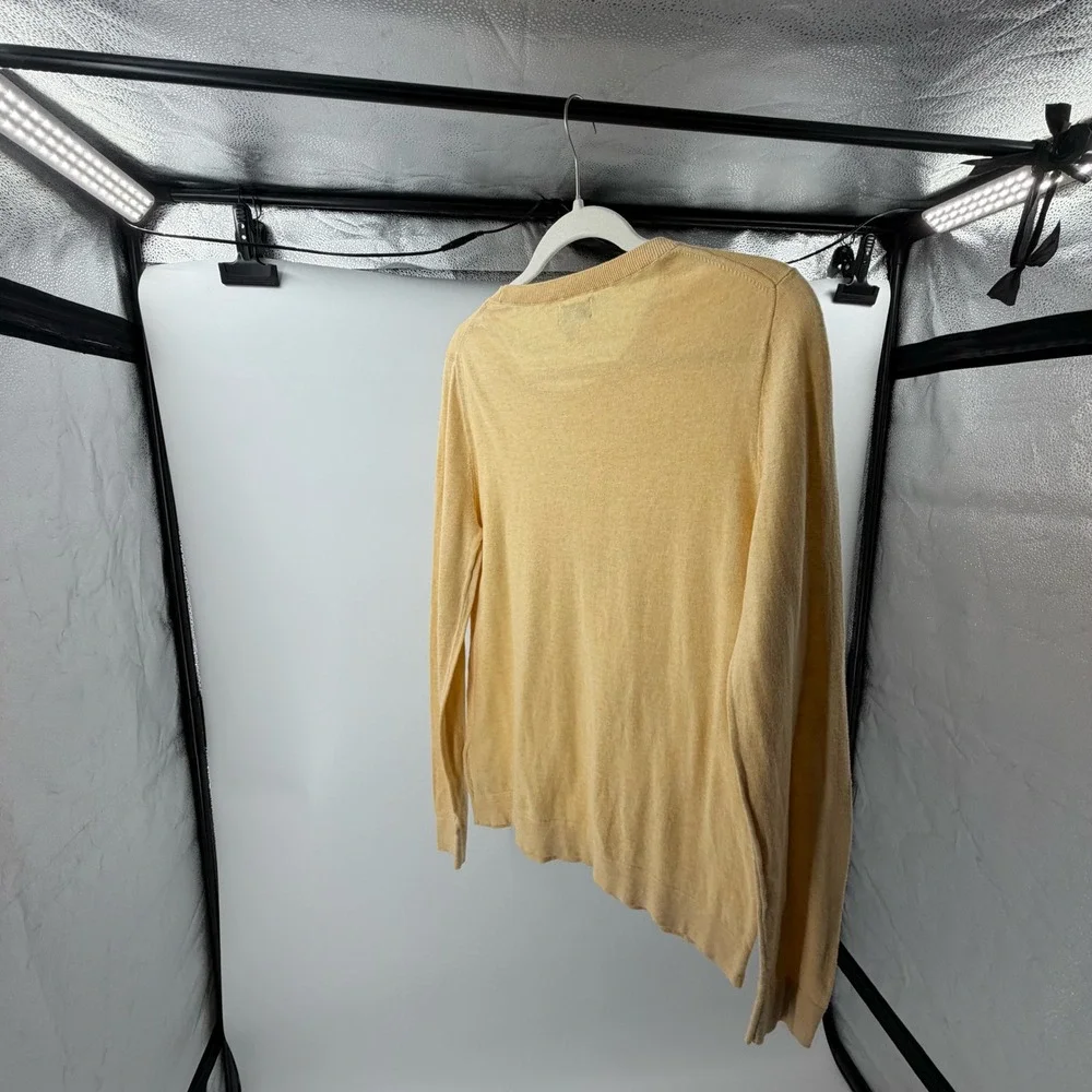 Office Balletcore prep J.Crew Teddie Sweater L Butter Yellow Cotton‎ Crewneck